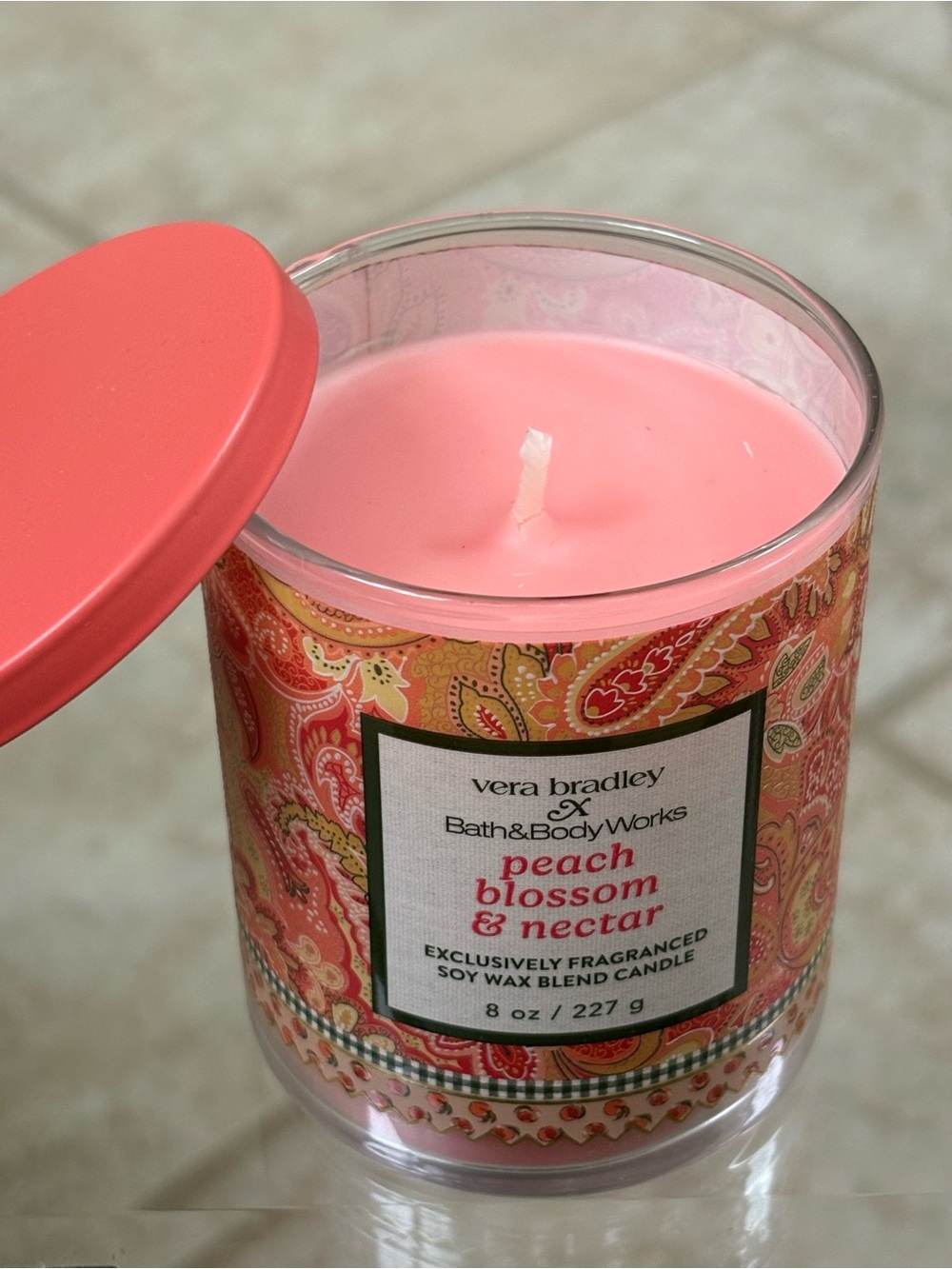Vera Bradley Peach Blossom & Nectar Candle - Pink